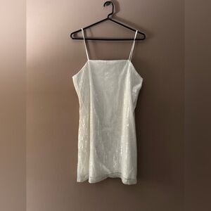 12th Tribe White Sequin Mini Dress